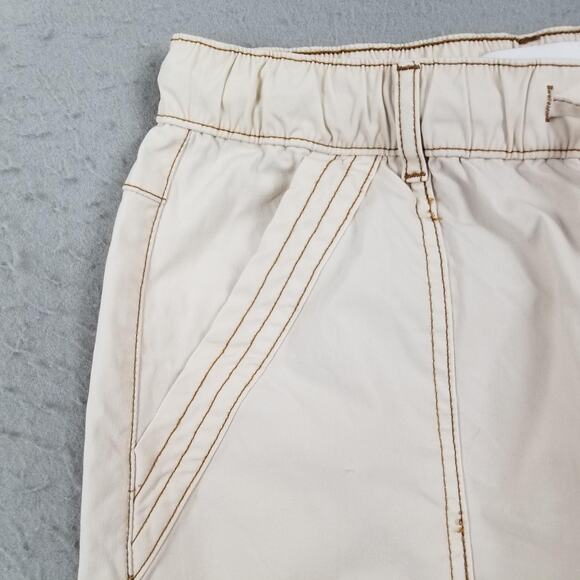 Zara Pants Womens 6 Beige Cargo Wide Leg Elastic Waist Stretch Utility Pockets - Picture 3 of 14
